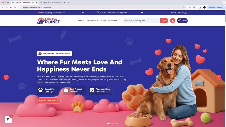 | **Where Used**          | **Alt Text Example**                                                   |
| ----------------------- | ---------------------------------------------------------------------- |
| Featured image          | `alt="Pet Authority Fortune done for you WordPress pet site homepage"` |
| Installation screenshot | `alt="Importing Pet Authority Fortune site into WordPress dashboard"`  |
| Monetization graphic    | `alt="digital product sales setup for pet authority website"`          |
| Traffic strategy image  | `alt="Pinterest traffic example for pet niche website"`                |
